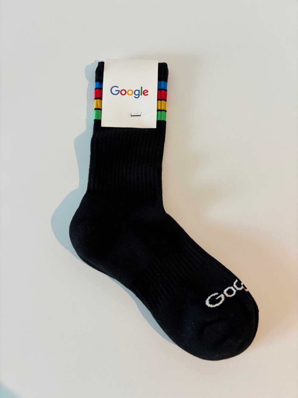 Google Black Crew Socks With Rainbow Stripes One Size New With Tags